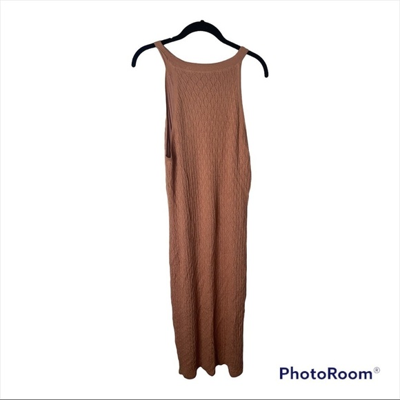 NWT HOUSE OF HARLOW 1960 Revolve Tan Crochet High Neck Bodycon Midi Dress Large - Picture 5 of 8